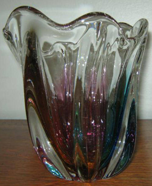 MURANO GLASS VASE IN PERFECT CONDITION, H17cm CIR14cm