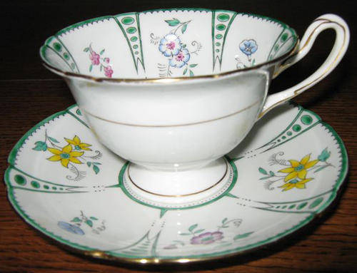 SHELLY , ENGLISH BONE CHINA,, CUP AND SAUCER, HAND PAINTED