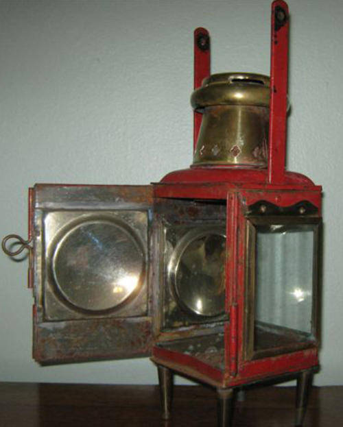 VERY COLLECTABLE, METAL AND GLASS, ANTIQUE CANDLE LAMP WITH REFLECTORS