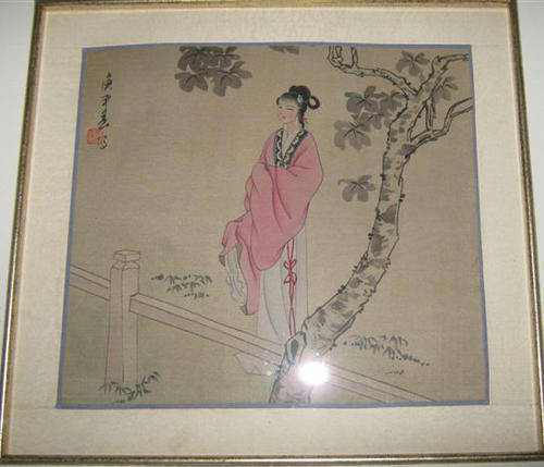 r1.00  SIGNED VINTAGE, CHINESE  WATERCOLOUR, WELL FRAMED.