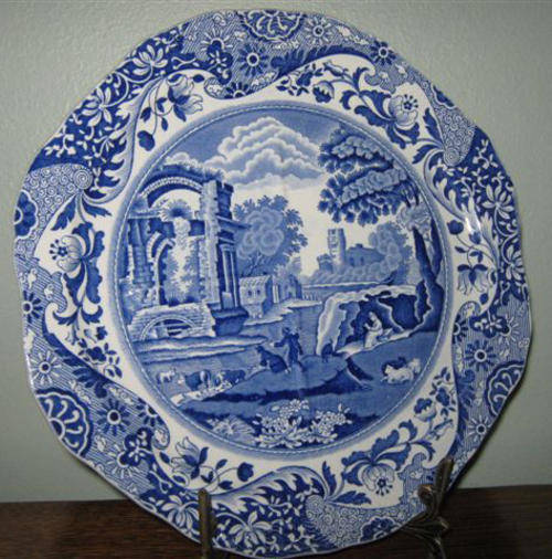 BLUE AND WHITE COPELANDS SPODES ITALIAN ENGLAND PORCELAIN PLATE, PERFECT !!