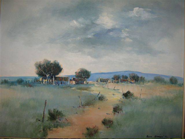 R1.00   KEVIN STANLEY ORIGINAL, OIL ON BOARD, FARM SCENE, SIGNED AND DATED FOR 1982.