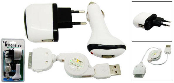 iPOD / iPHONE 3in1 USB TRAVEL & SYNC POWER PACK