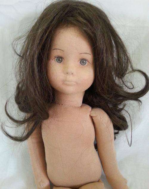 VINTAGE RAG DOLL WITH WIG, SHOES AND SOCKS