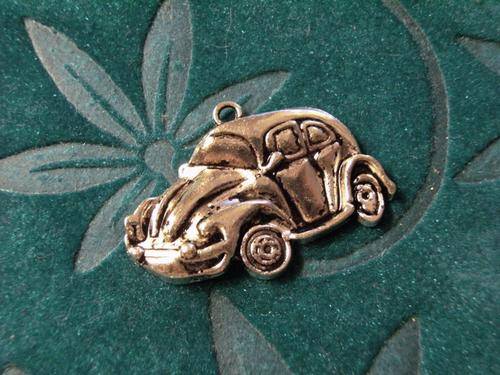 Large imported beetle car charm or pendant nickel