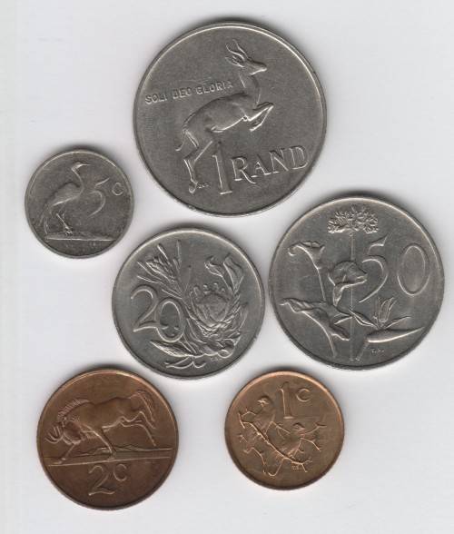 Lot of 1988 RSA coins - 1 cent to R1 no 10c @ crazy R1 start - as per photo