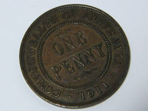 1911 Australia Penny XF - excellent coin