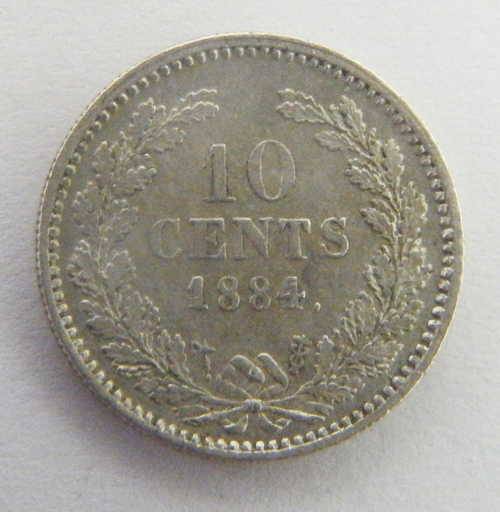 Netherlands 1884 Willem 3 XF+ 10 cents
