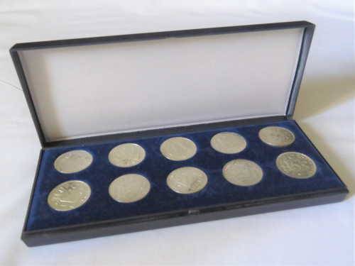 Netherlands 1 Gulden set - 1954 to 1958 and 1963 to 1967 - 72% silver - 10 coins total