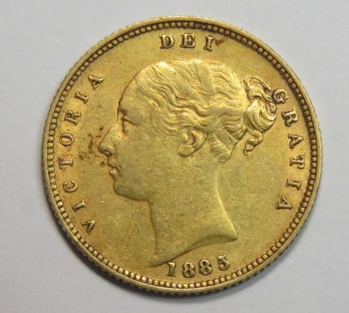 1885 English half sovereign XF with some lustre 1885 over 3