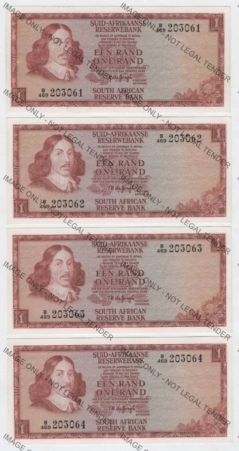 TW de Jongh 3rd issue 1975 - Lot of 10 R1 notes - UNC B469 - consecutive numbers