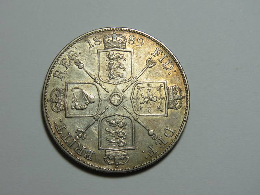 1889 Great Britain double florin XF+ with mint lustre
