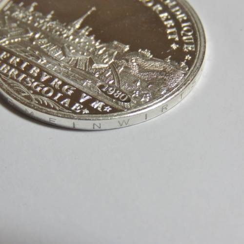 German 1739 City of Freiburg Commemorative 1980 proof silver medallion