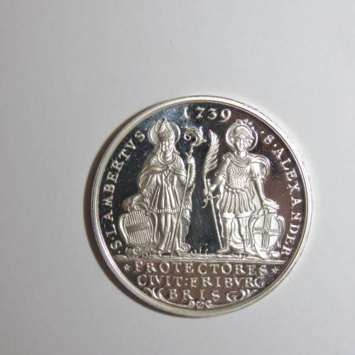 German 1739 City of Freiburg Commemorative 1980 proof silver medallion