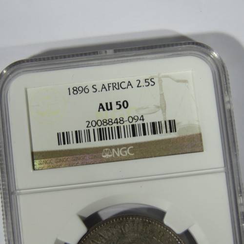 1896 ZAR Kruger half crown graded AU 50 by NGC - mint lustre remaining