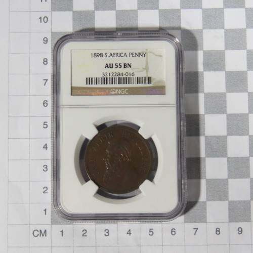 1898 ZAR Kruger penny graded AU 55 BN by NGC