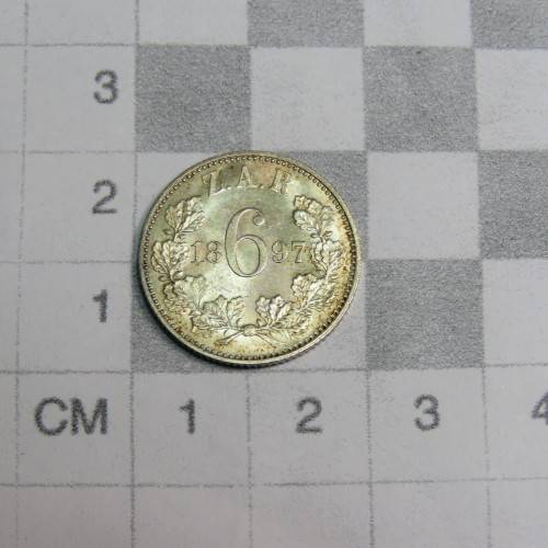 1897 ZAR Kruger 6d sixpence UNC with Lustre