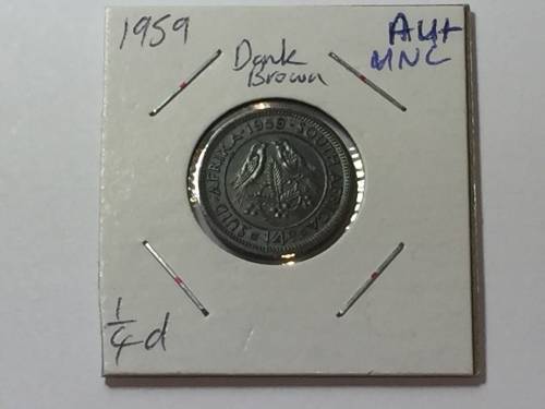 South Africa 1959 farthing DARK BROWN - AU+/UNC