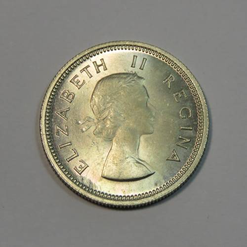 1960 South Africa shilling with numerous cracked die marks - UNC - Brilliant