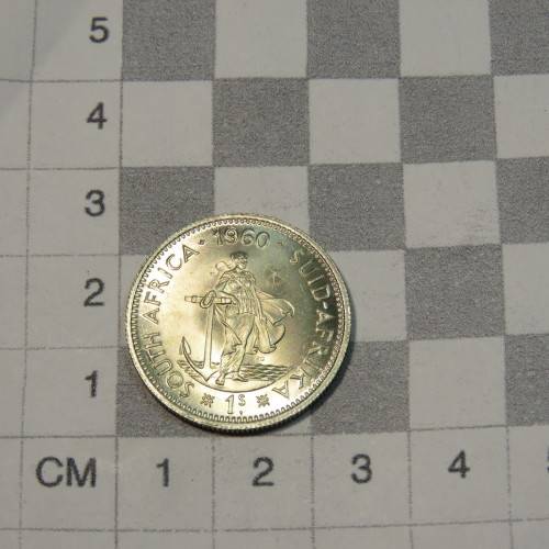 1960 South Africa shilling with numerous cracked die marks - UNC - Brilliant