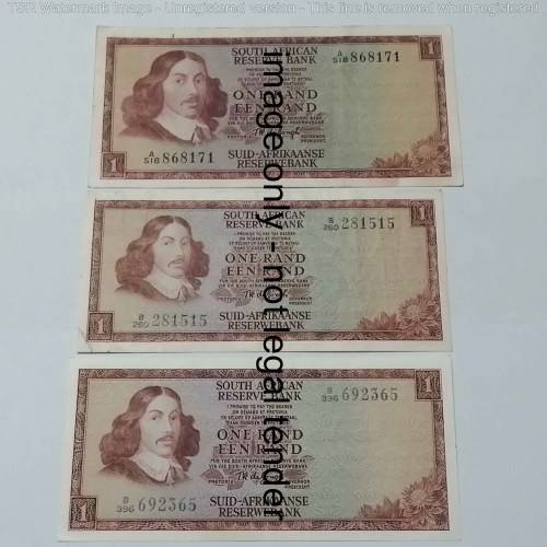 Tw de Jongh 1st, 2nd and 3rd Issue R1 banknotes - all in good condition