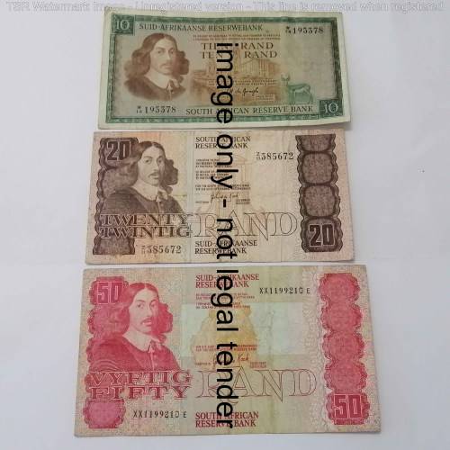 Lot of 7 South Africa replacement notes R1 to R50