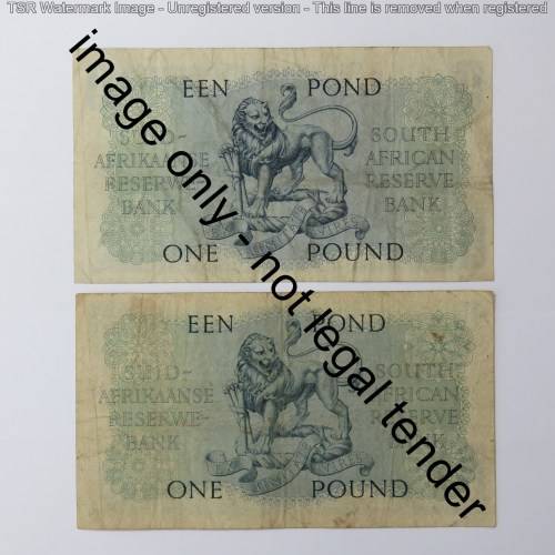 MH de Kock 2nd issue one pound lot of 4 notes - 1948, 1949, 1950, 1951