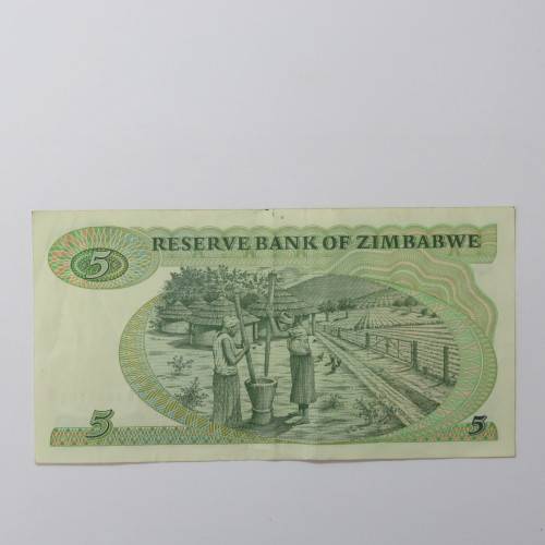 Zimbabwe Harare 1994 5 Dollars banknote - Some folds and creases
