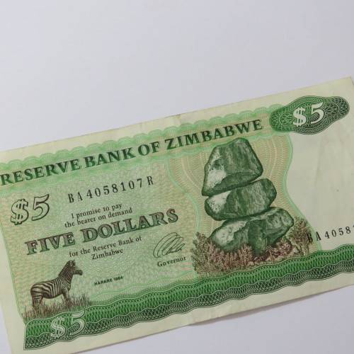 Zimbabwe Harare 1994 5 Dollars banknote - Some folds and creases