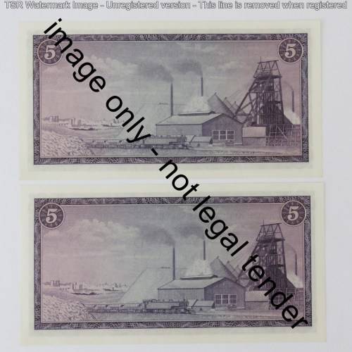 TW de Jongh Pair of R5 banknotes with consecutive numbers - Uncirculated