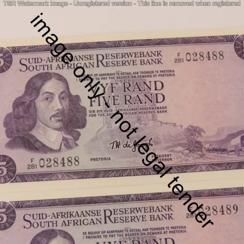 TW de Jongh Pair of R5 banknotes with consecutive numbers - Uncirculated