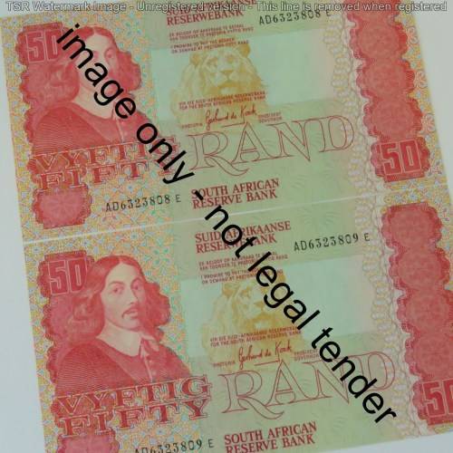 GPC de Kock 3rd issue lot of 3 uncirculated R50 banknotes with consecutive numbers