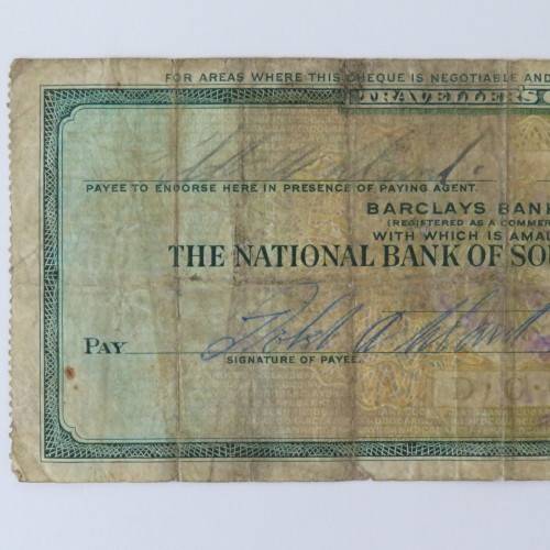 Barclays Bank 5 pound Travellers cheque Portuguese East Africa