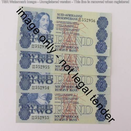 GPC de Kock 2nd Issue lot of 4 R2 notes with consecutive numbers