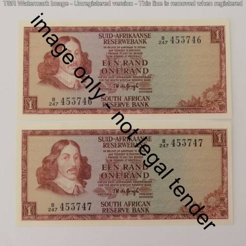 TW de Jongh 2nd issue R1 notes 8 consecutive numbers uncirculated