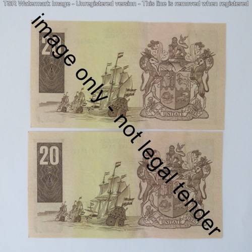 CL Stals lot of 6 R20 banknotes with consecutive numbers