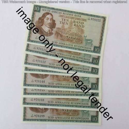 TW de Jongh 3rd issue R10 banknotes - Ending on 00, 11, 22, 33, 44, 55, 66, 77, 88, 99