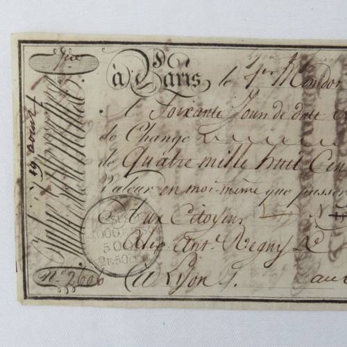 1805 French Napoleonic Bill of Exchange - 4800 Francs