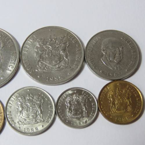 South Africa 1988 set of coins from 1 cent to 1 rand