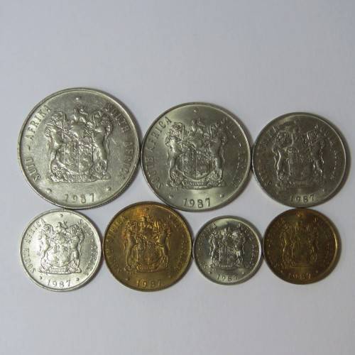 South Africa 1987 set of coins from 1 cent to 1 rand