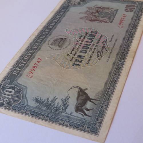 Reserve Bank of Rhodesia Ten Dollars 2 January 1979 VF+