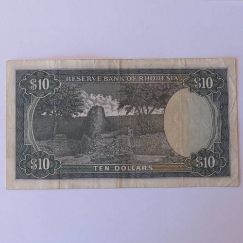 Reserve Bank of Rhodesia Ten Dollars 2 January 1979 VF+
