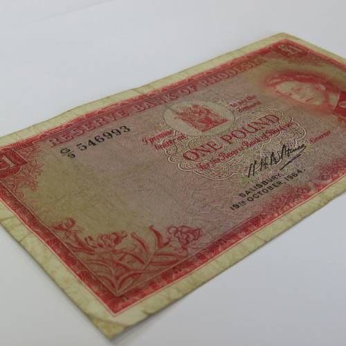 Reserve Bank of Rhodesia One Pound G9 - 19 October 1964
