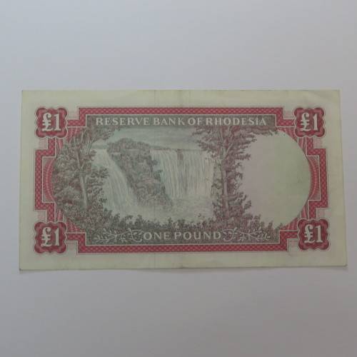 Reserve Bank of Rhodesia one pound Salisbury 14 October 1968 - EF+/AU with bent corner