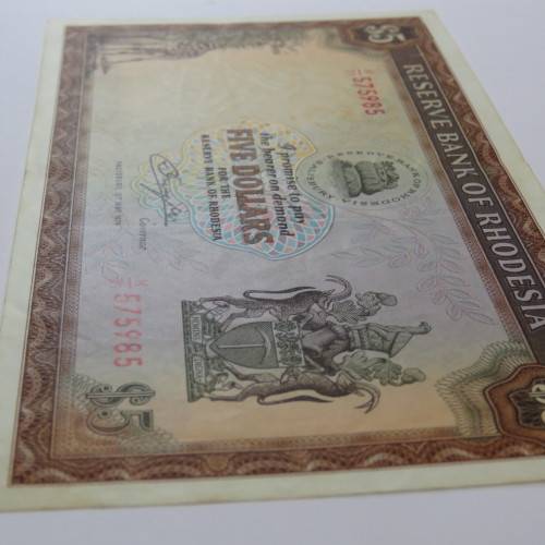 Reserve Bank of Rhodesia Five Dollars 15 May 1979 - AU