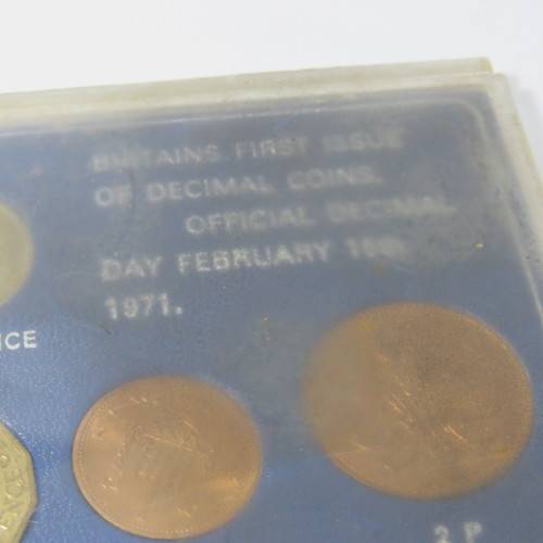 Great Britain coin set with last Pound, shilling, penny coins and First Decimal coins - uncirculated