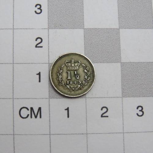 1843 Great Britain One and half penny - Cracked die
