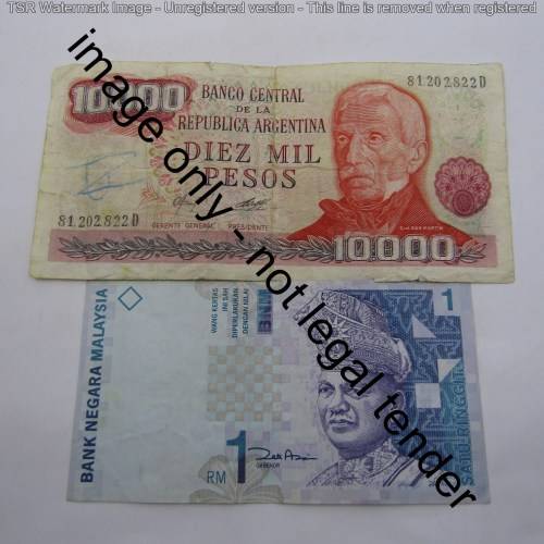 Lot of 10 old world banknotes