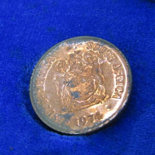 1974 South Africa proof coins in blue box - 1 cent to 50 cent