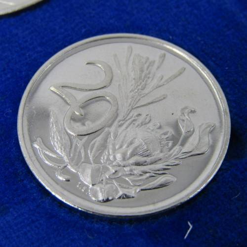 1974 South Africa proof coins in blue box - 1 cent to 50 cent